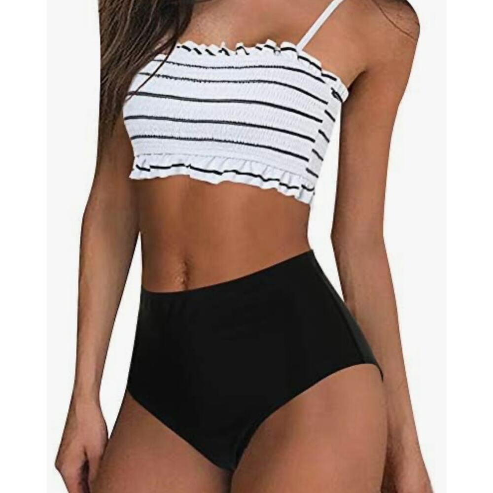 Mooslover Black and White 2 Piece Swimsuit, Women's Size M, NWOT